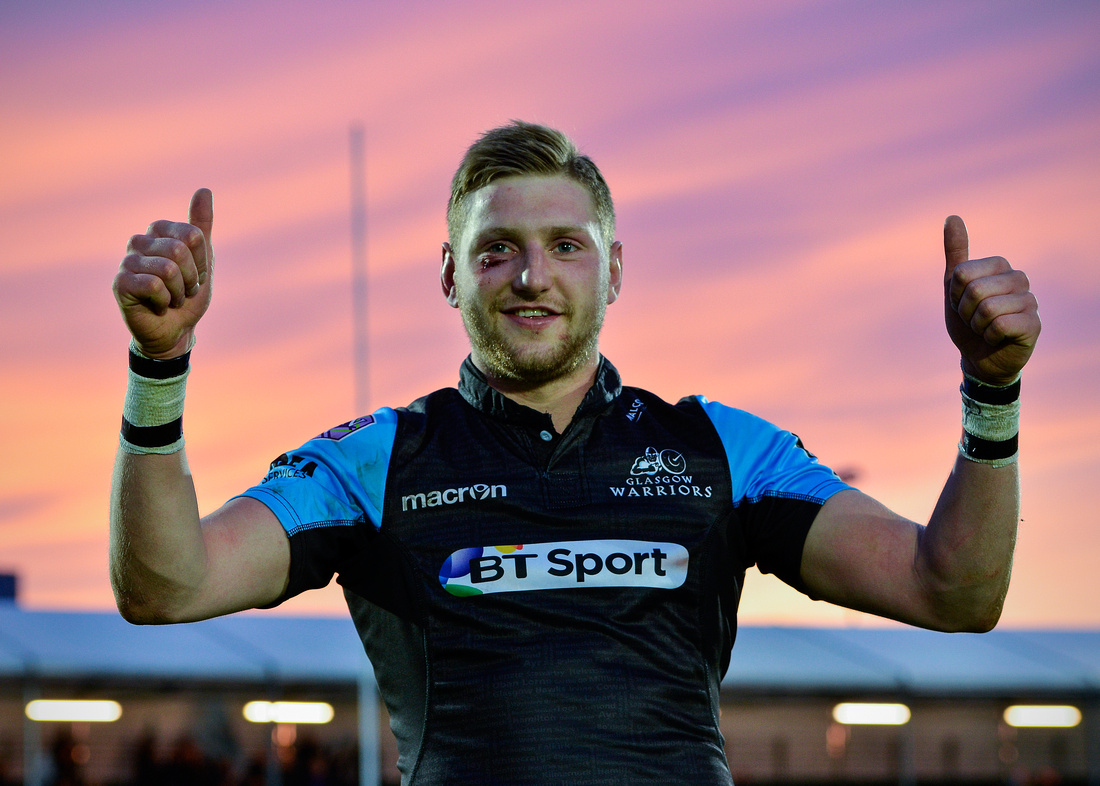 Finn Russell (Glasgow Warriors). Action from Glasgow Warriors vs Ulster Rugby in the Guinness Pro12 Semi Final at Scotstoun Stadium, Glasgow.